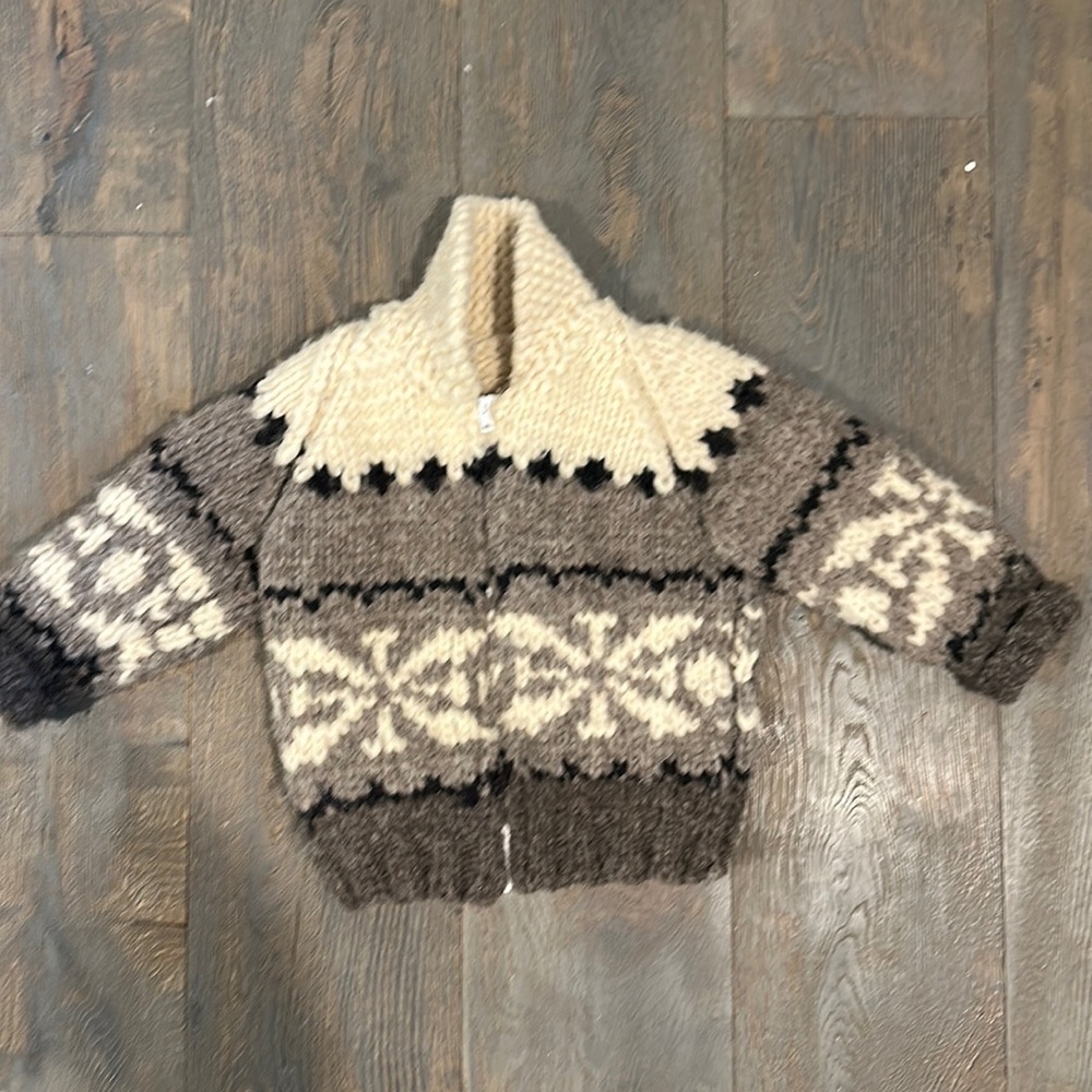 Handmade zippered kids cowichan sweater